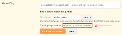 Cara Merubah domain blogspot menjadi dot com