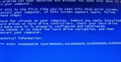 Penyebab dan cara mengatasi layar biru(blue screen) pada komputer