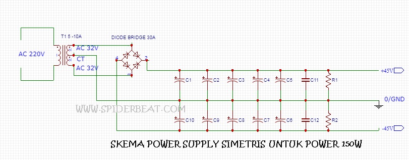  Skema  Dan Cara Membuat Power  Supply Power  OCL  150Watt