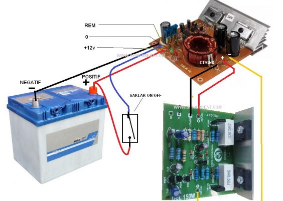 Cara memasang inverter untuk power OCL 150W