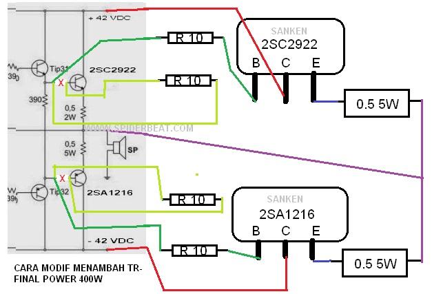Gambar cara modifikasi menambah tr final power ocl 400w