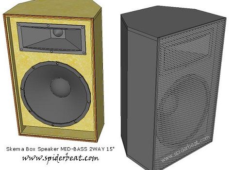 skema box speaker mid bass 2 way 15 inch