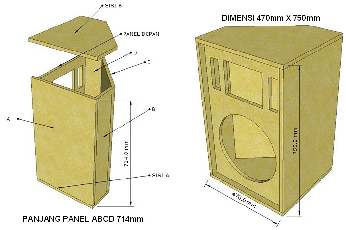 Desain Skema Box Speaker Monitor Panggung 15 Inch 2 Way