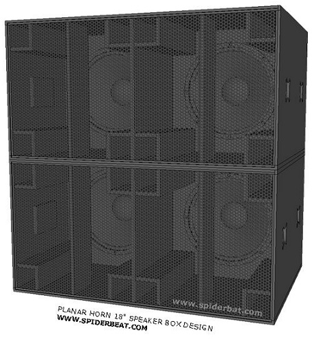 Desain box speaker planar 18 inch double lengkap 3D