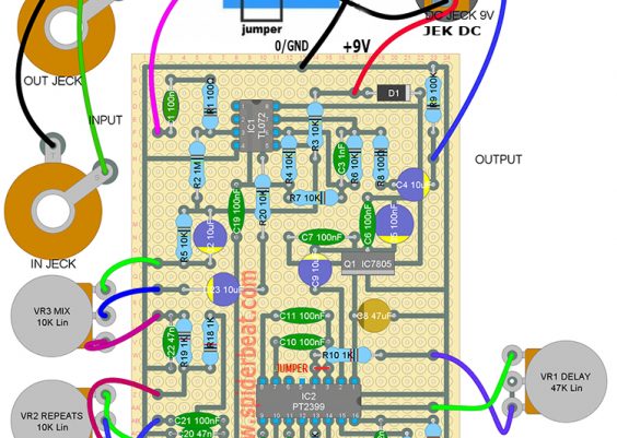 Layout EFEK DELAY GITAR simpel namun hasil memuaskan