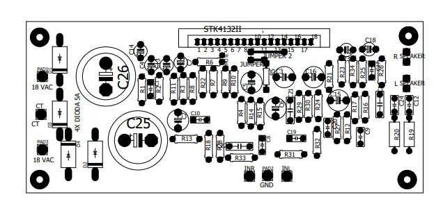 layout atas PCB power STK4132 II