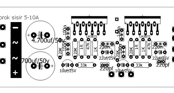 susunan komponen 2 skema pcb gainclone LM3875