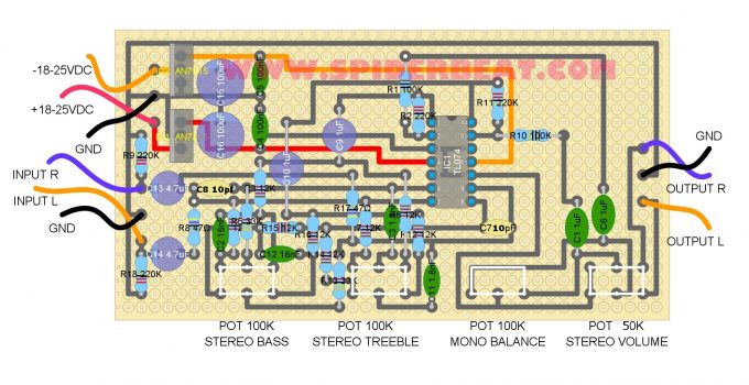 PCB Tone Control 360 derajat cocok untuk ampli 200W