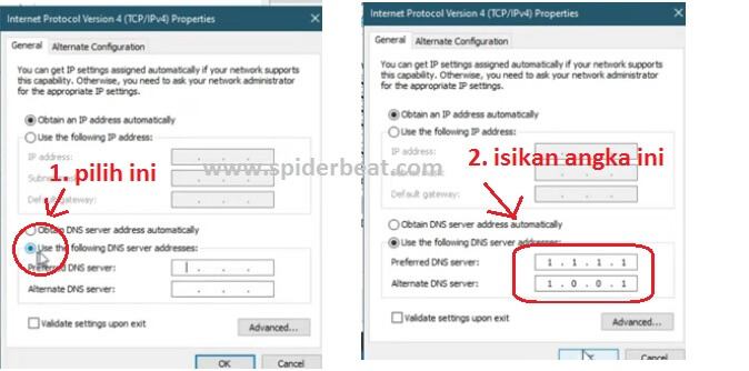 seting DNS windows 7 8 9 dan 10