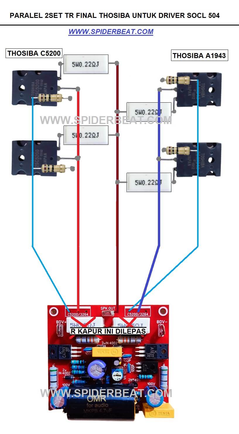 cara paralel transistor final toshiba 2 set