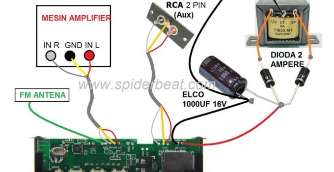 skema pemasangan modul mp3 ke ampli