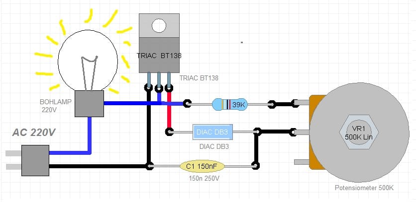 Skema Dimmer AC Triac Diac
