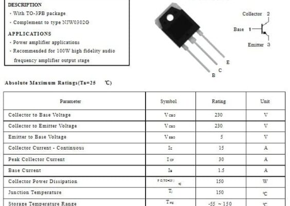 spesifikasi transistor final NJW0281G