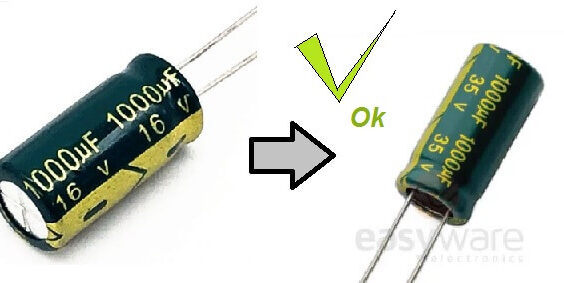 mengganti elco dengan volt lebih besar